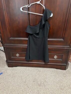 Banana Republic One-Shoulder Black Ruffle Dress